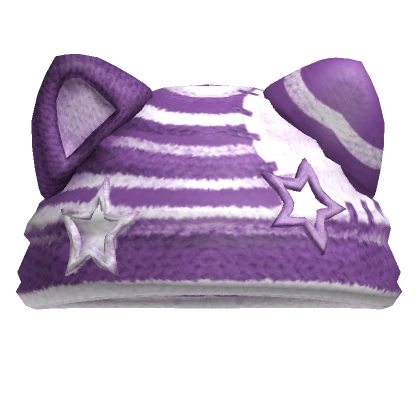 Y2K Patched Cat Knit Beanie (Purple)