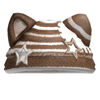 Y2K Patched Cat Knit Beanie (Brown)