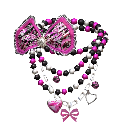 Gyaru Hime Agejo Kawaii Bow necklace in Pink Zebra