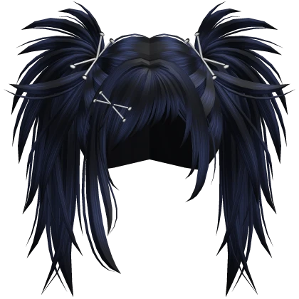 🖤 vkei gyaru horror scene pigtails dark blue