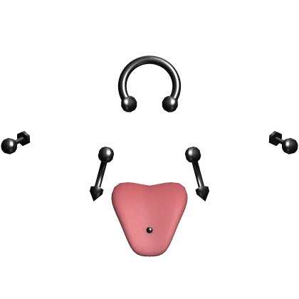 Pierced Tongue with Emo Face Piercings