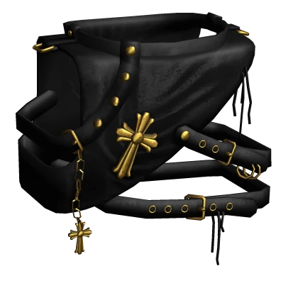 Goth Leather Chrome Harness (Gold)