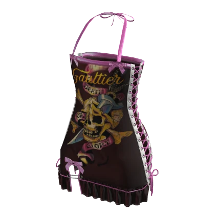 Y2K Punk Skull Dress | Brown & Pink