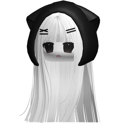 Straight hair w/ Black hood (White)