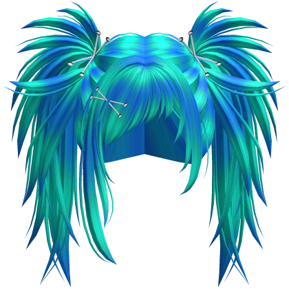 🖤 vkei gyaru horror scene pigtails teal blue