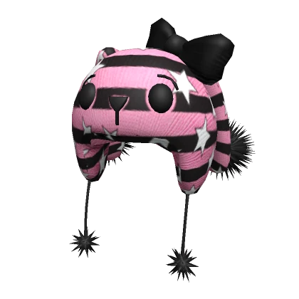 Pink Black Stripes Y2k Star Beanie