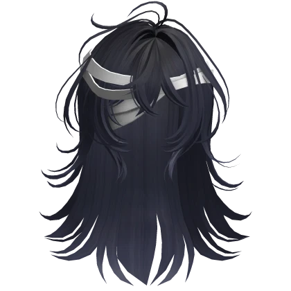 Blue Black Bandaged Anime Hair