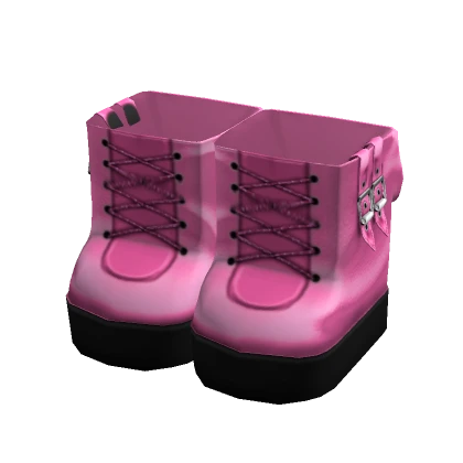 Platform Block Heel Boots in Hot Pink