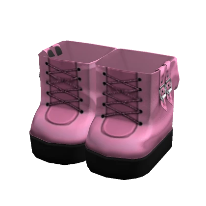 Platform Block Heel Boots in Light Pink