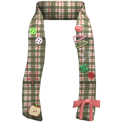 ♡ Igari Mori kei Green Plaid Loose Buttoned Scarf