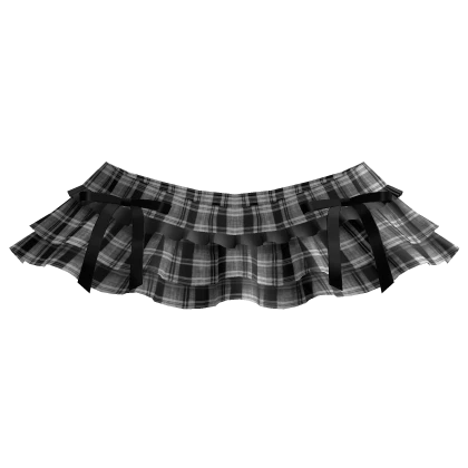 ⸸꒱ layered ruffle plaid skirt w bows black 3.0