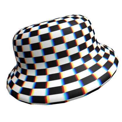 glitchy checkerboard bucket hat