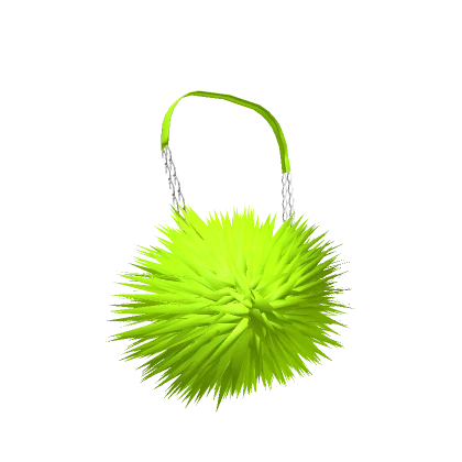 Fluffy Neon Green Purse with Silver Chain 3.0
