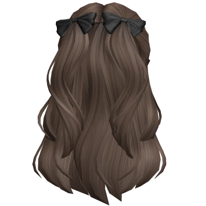 Flowy Half Up Hair /w Bows (Brown)