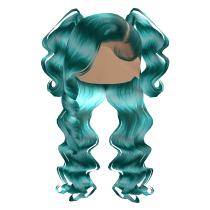 Side Part W/ Pony Curls In Blue