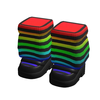 Scene Platform Shoes w Striped Rainbow Leg Warmers