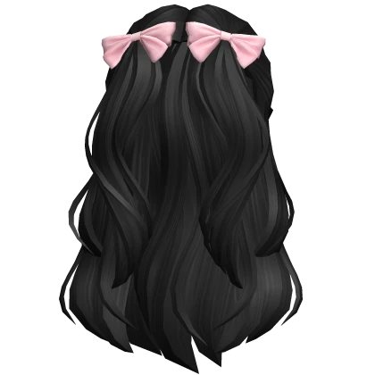 Flowy Half Up Hair /w Bows (Black)