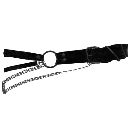 Distressed Black Leather Chain Belt (1.0)