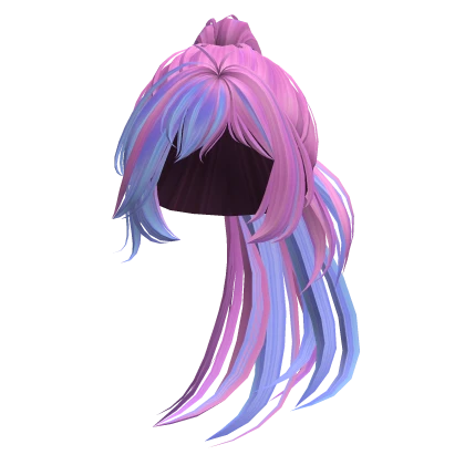 Two-Tone Anime Ponytail w/ Bangs (Blue & Pink) 