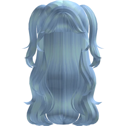 Wavy Layered Blue Hair With Cute Ponytails

