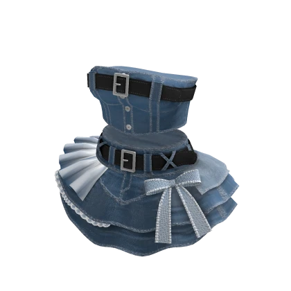 🍀Y2K Denim Top & Skirt Outfit (Blue)