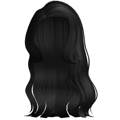 Y2K Gyaru Black Long Wavy Hair w/ Side Part