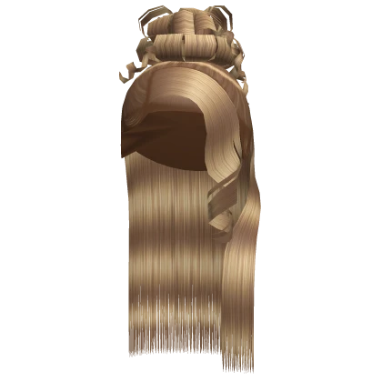 Half Up Half Down Curly Bun w/ Side Part in Blonde