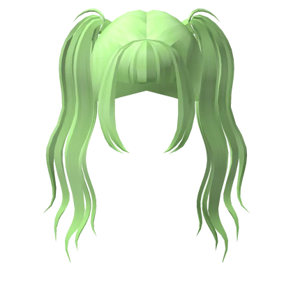 Green Kawaii Wavy Pigtails