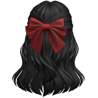 Soft Flowy Half up Hair w/ Christmas Bow (Black)