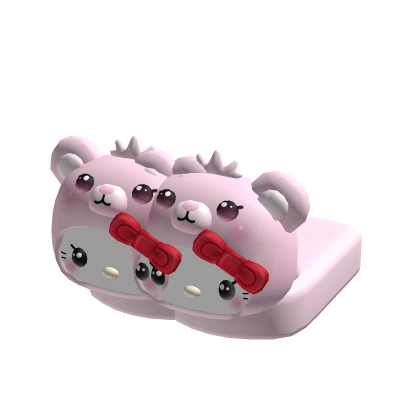꒰ ♡ FREE ꒱ cute pink bear slippers