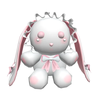 White and Pink Bonnet Bunny Plushie