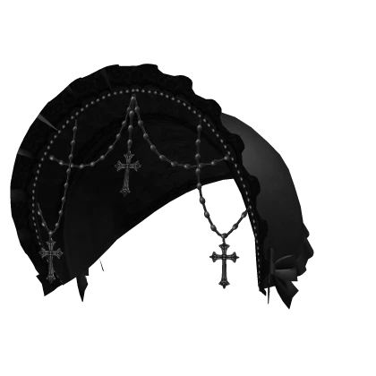 gothic beaded cross bonnet headdress black