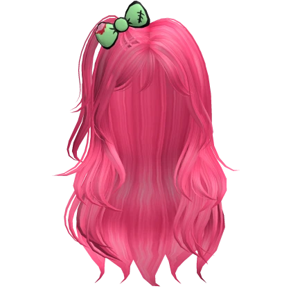 cute zombie hot pink messy hair w/ side pigtail