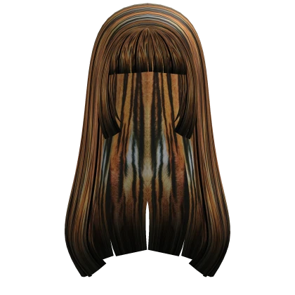 long straight hime cut in maximalist tiger