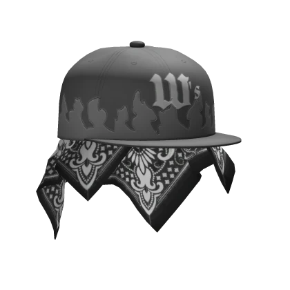 Grey Flame Trucker Cap w/ Scarf