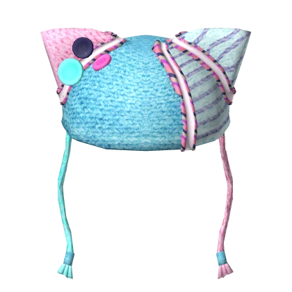 Blue Buttoned Cat Hat