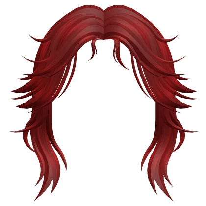 Messy Wolfcut Bangs in Red