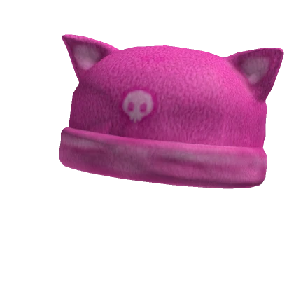 Skull Cat Ears Beanie Pink