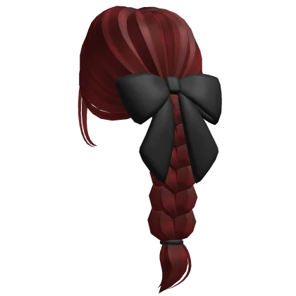 Preppy Schoolgirl Braid w Black Bow (Red)