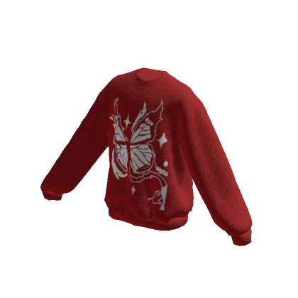 Y2k Butterfly Oversized Red Sweater