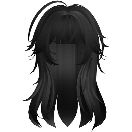 emo black hair covering face