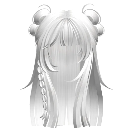 Y2K Long Hime Hair w/ Braids & Buns (White)