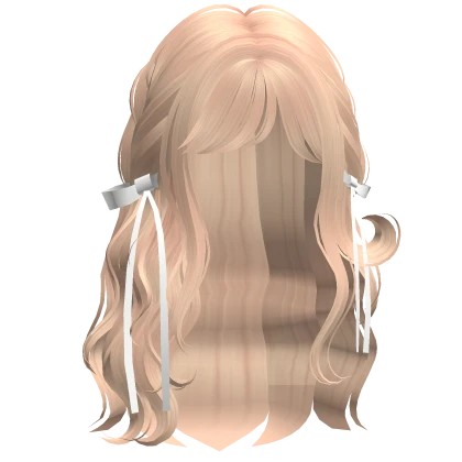 ♡ Wispy Loose Braided Hair w/ White Bows Blonde