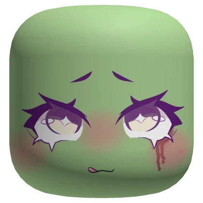 Cute Blood Tear Zombie Shiny Chibi Face, Halloween