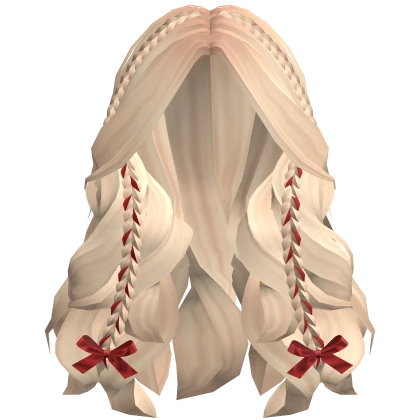 Christmas Braided Curly Hair w/ Bows in Blonde