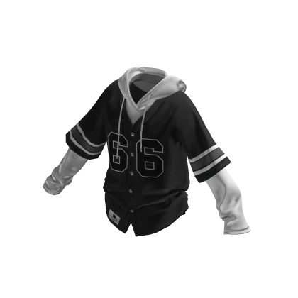 💗Y2K BASEBALL SHIRT WITH HOODIE_BLACK/WHITE
