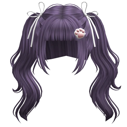 ♡ kawaii wavy pigtails w/ bows (purple)