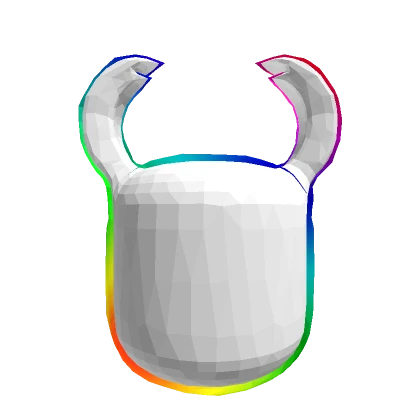 3D Rainbow White Generic Head With Horns