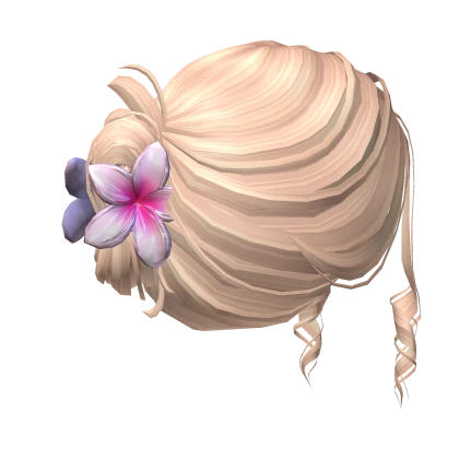 Blonde Bun w/ Pink Flower Clip