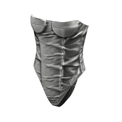 Over bust Satin Corset Bodysuit (White)